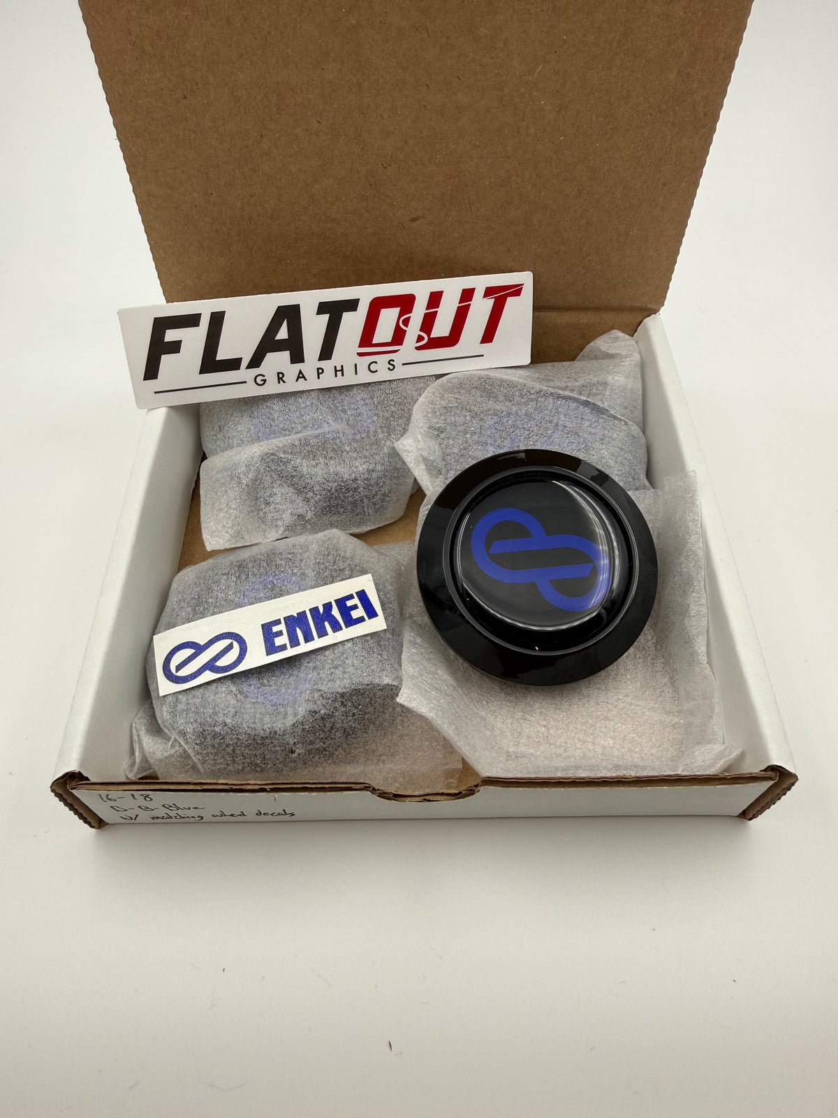Enkei – Blue on Black (with matching decal) center cap decal set